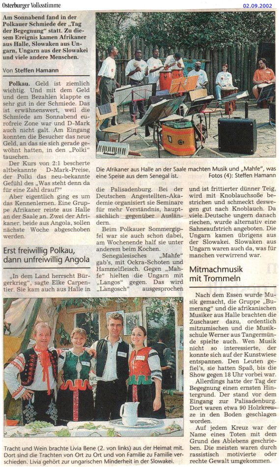 02.09.2002 vs Austausch der Kulturen zum Tag der Begegnung1 Die Schmiede e.V.
