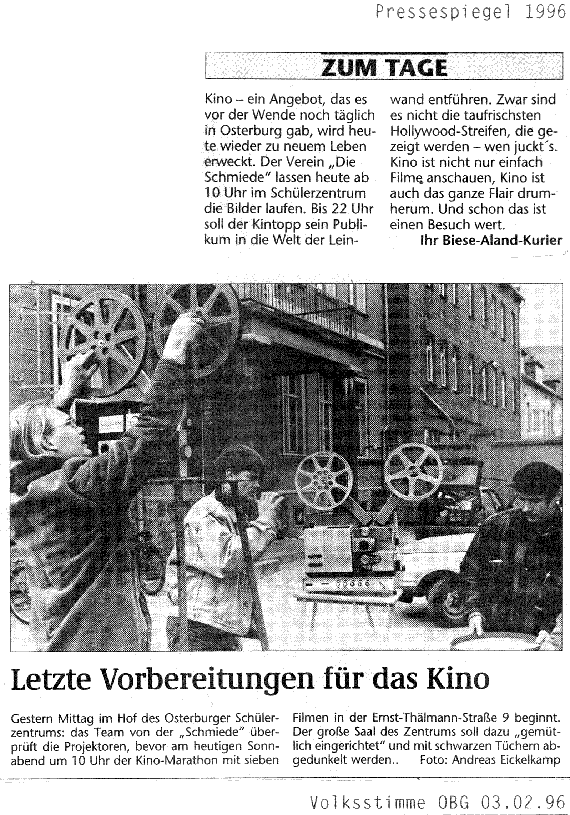 vorbereitungen kino