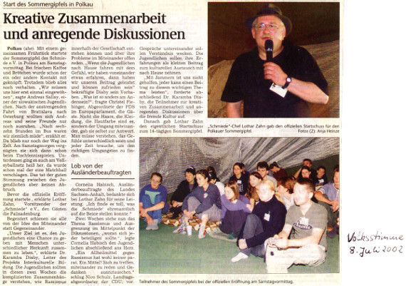 08.07.2002 vs sommergipfel kreative zusammenarbeit Die Schmiede e.V.