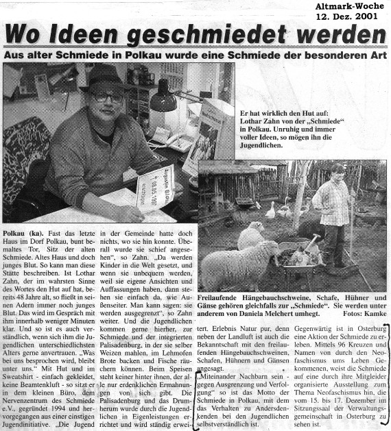 12.12.2001 altmarkwoche Schmiede e.V. besonderer Ort