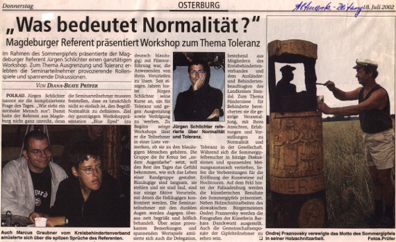 18.07.2002 az sommergipfel Was bedeutet Normalitaet die Schmiede e.V.