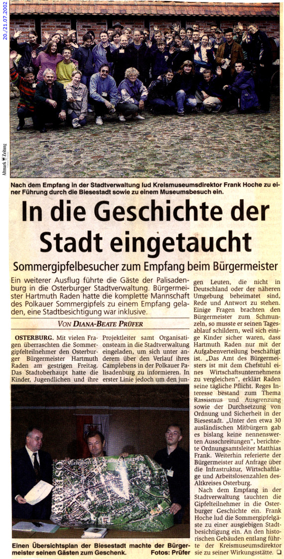 20._21.07.2002 sommergipfel In die Geschichte der Stadt eingetaucht Die Schmiede e.V.