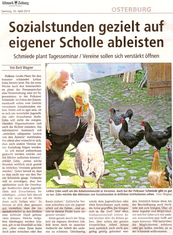 26.04.2014 az Sozialstunden auf eigener Scholle Schmiede e.V.