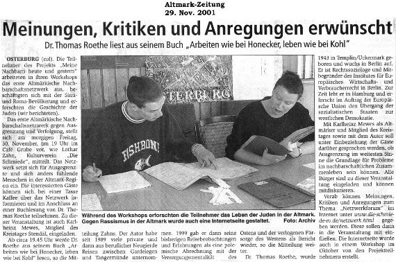 29.11.2001 amz 1. altmaerkisches netz gegen rassusmus Schmiede e.V.
