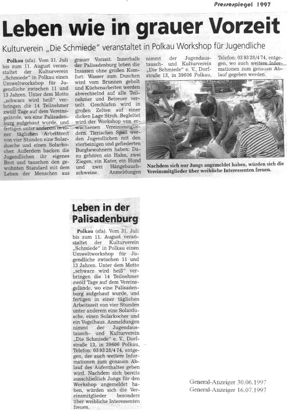30.06. u 16.07.1997 general Workshop f Kinder Schmiede e.V.